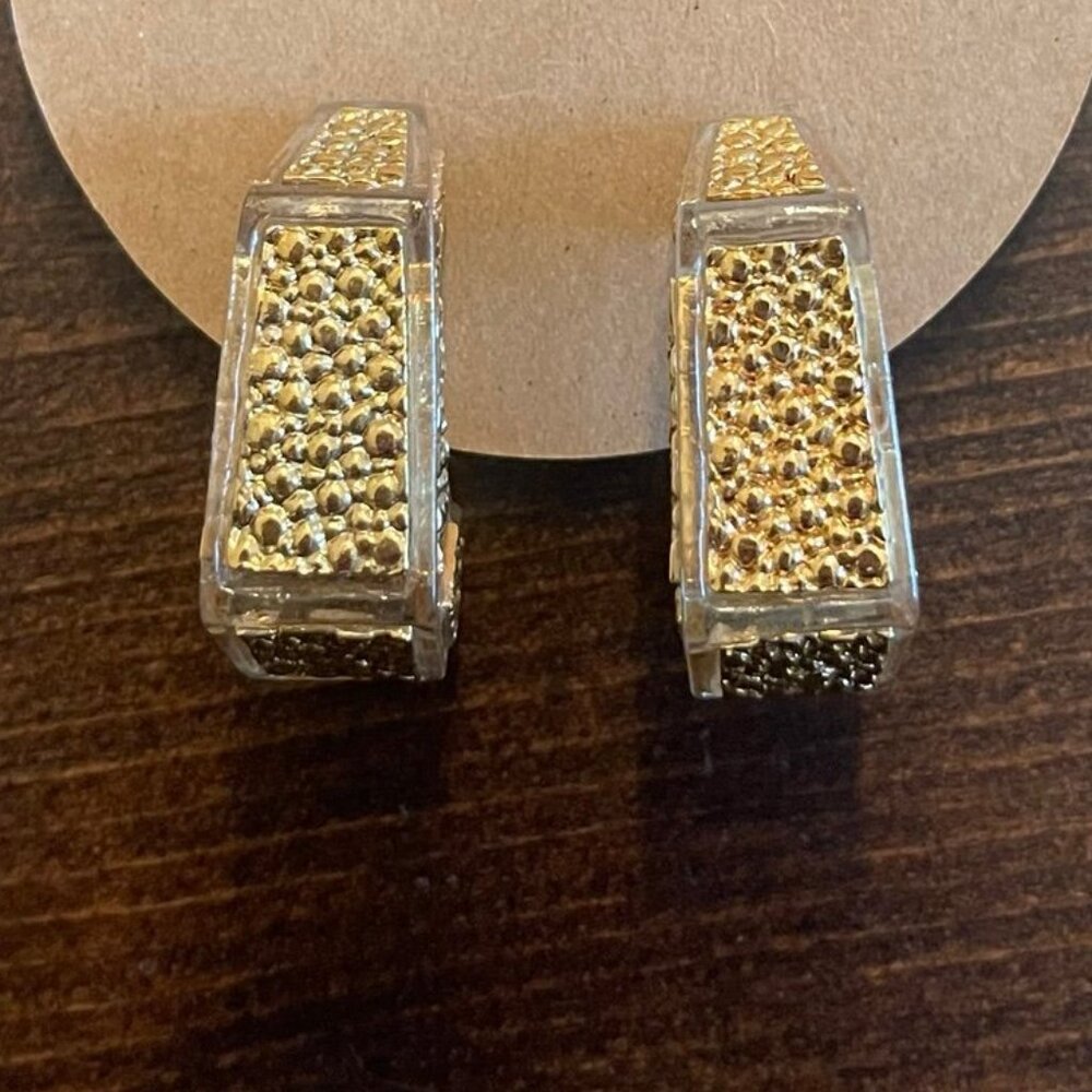 Kara Gold and Acrylic Hoop Drop Earrings